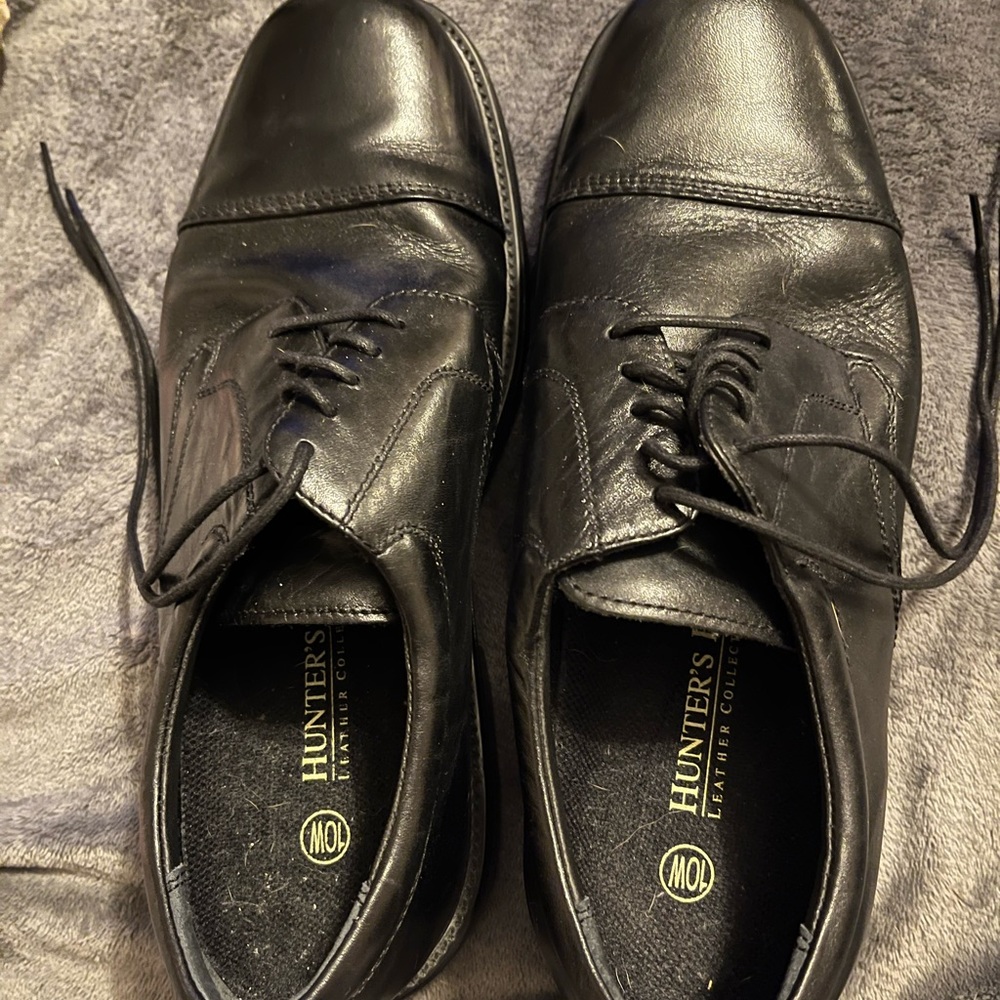 Men’s Hunters Bay Black Dress Shoes, Size 10W